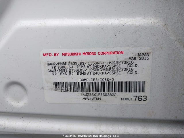 Mitsubishi Outlander Se 2015 JA4JZ3AX1FZ603822 Image 18