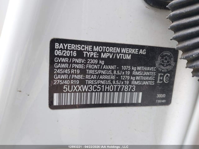 5UXXW3C51H0T77873 BMW X4 Xdrive28i