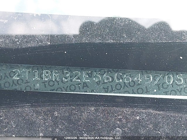 12593226 :رقم المزاد ، 2T1BR32E56C649705 vin ، 2006 Toyota Corolla Ce/le/sport مزاد بيع
