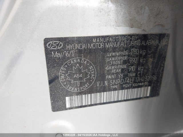 5NPD74LF1JH232096 Hyundai ELANTRA SE