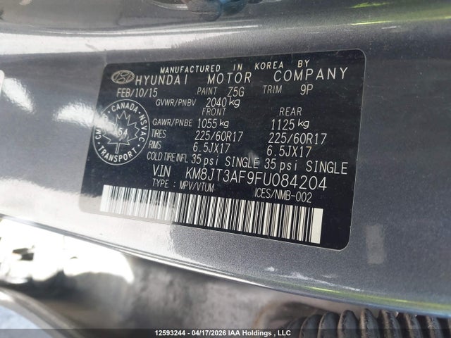 Aukcja sprzedaży 2015 Hyundai Tucson Gl, vin: KM8JT3AF9FU084204, numer aukcji: 12593244