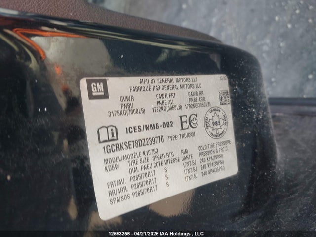 2013 Chevrolet Silverado K1500 Lt მანქანა იყიდება აუქციონზე, vin: 1GCRKSE78DZ239770, აუქციონის ნომერი: 12593256