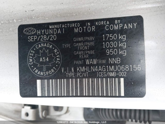 KMHLN4AG1MU068156 Hyundai ELANTRA SEL