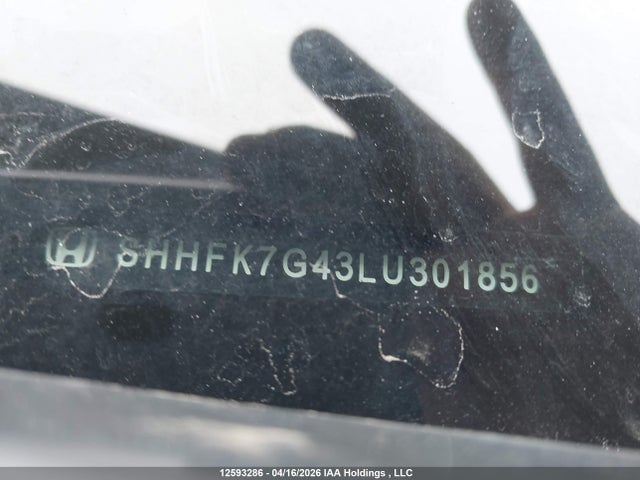 2020 Honda Civic Sport მანქანა იყიდება აუქციონზე, vin: SHHFK7G43LU301856, აუქციონის ნომერი: 12593286