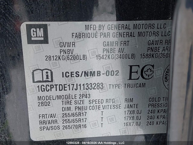 1GCPTDE17J1133283 Chevrolet Colorado Z71