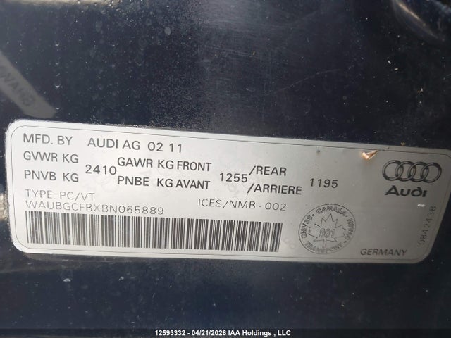 Продажа на аукционе авто 2011 Audi A6 3.0 Progressiv, vin: WAUBGCFBXBN065889, номер лота: 12593332