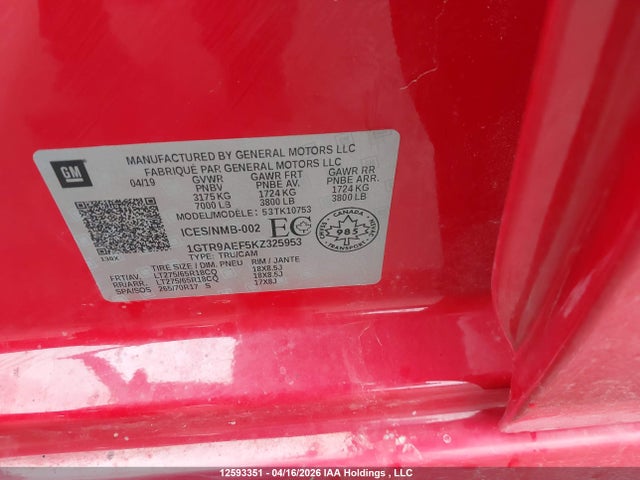 1GTR9AEF5KZ325953 GMC Sierra K1500