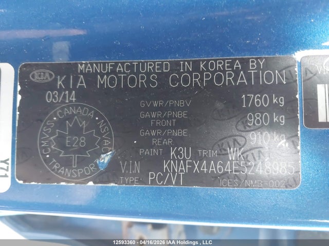 Продажа на аукционе авто 2014 Kia Forte Lx, vin: KNAFX4A64E5248985, номер лота: 12593360