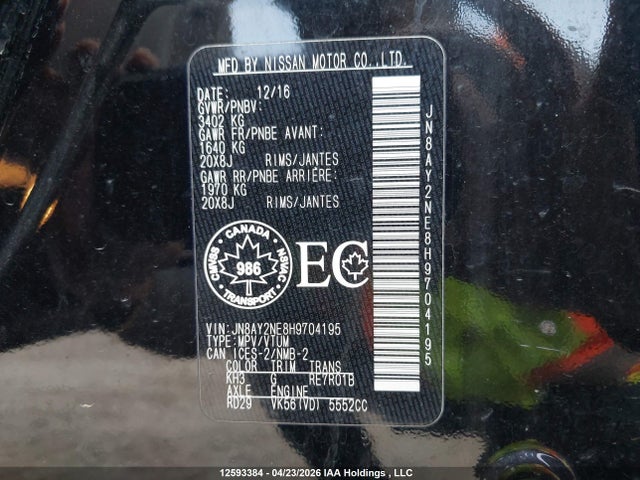 JN8AY2NE8H9704195 Nissan Armada Platinum/sl