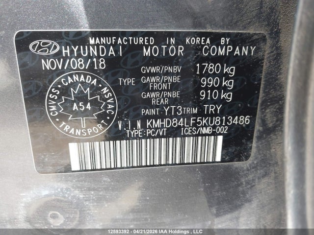 KMHD84LF5KU813486 Hyundai Elantra Preferred