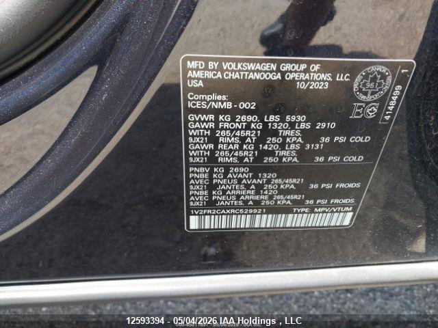 1V2FR2CAXRC529921 Volkswagen Atlas Sel Premium R-line