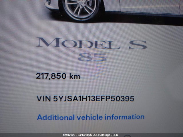 Aukcja sprzedaży 2014 Tesla Model S, vin: 5YJSA1H13EFP50395, numer aukcji: 12592220