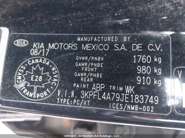 2018 Kia Forte Lx/lx+ მანქანა იყიდება აუქციონზე, vin: 3KPFL4A79JE183749, აუქციონის ნომერი: 12593447