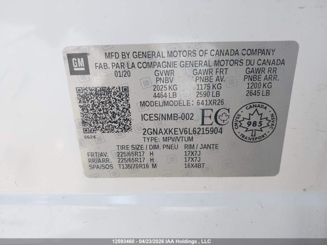 Chevrolet EQUINOX LT 2020 2GNAXKEV6L6215904 Image 9