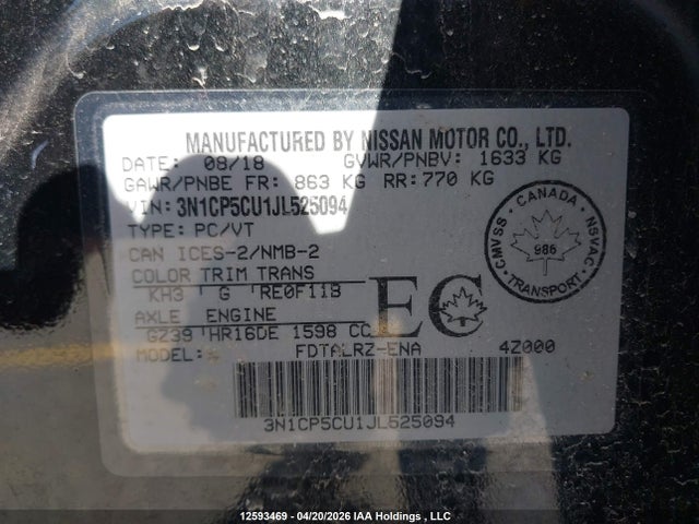 3N1CP5CU1JL525094 Nissan Kicks
