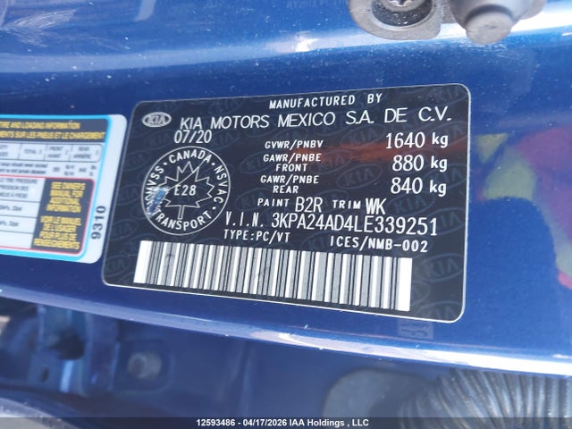 3KPA24AD4LE339251 KIA Rio