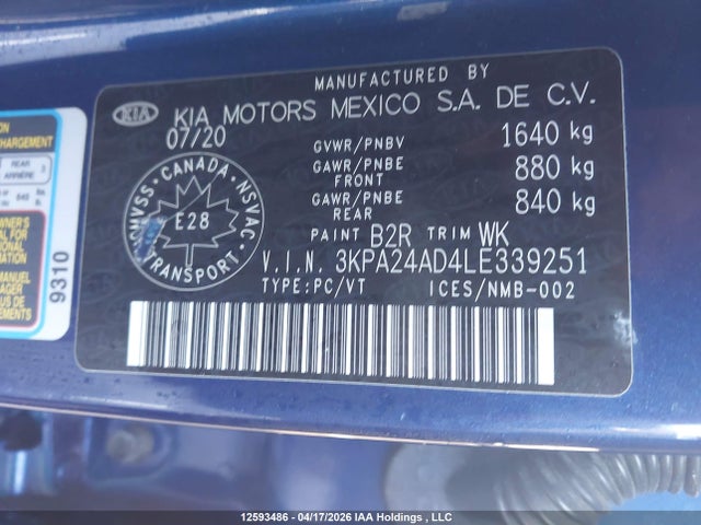 3KPA24AD4LE339251 KIA Rio