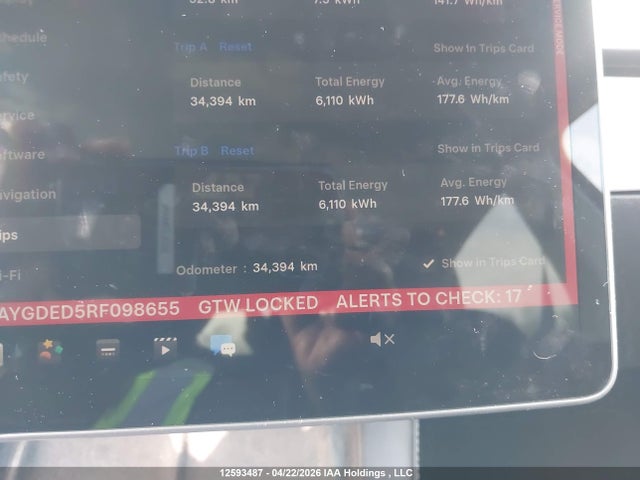 12593487 :رقم المزاد ، 7SAYGDED5RF098655 vin ، 2024 Tesla Model Y Long Range/rwd مزاد بيع