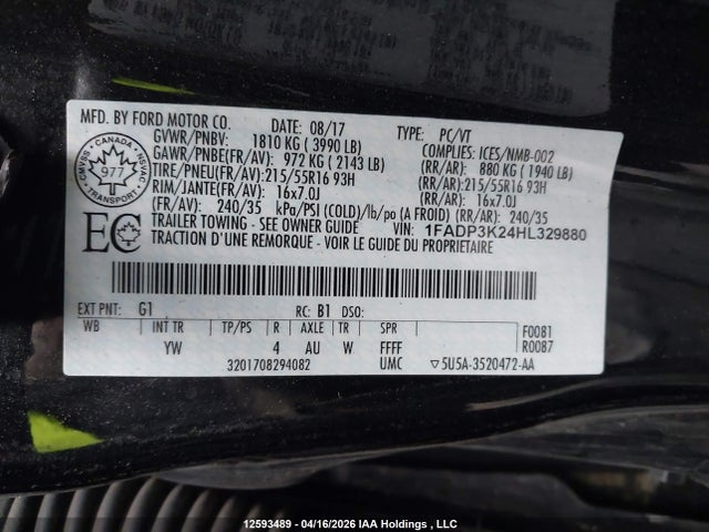 1FADP3K24HL329880 Ford FOCUS SE