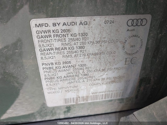 WA1A4AFY5R2151147 Audi Sq5 3.0t Progressiv
