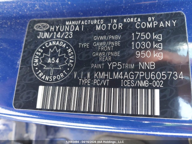 KMHLM4AG7PU605734 Hyundai ELANTRA SEL