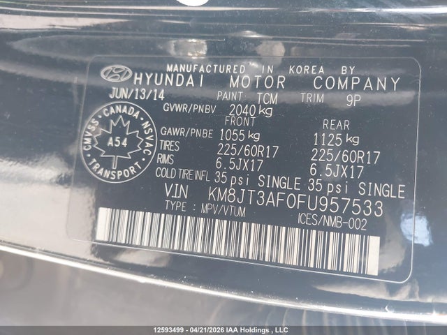 KM8JT3AF0FU957533 Hyundai TUCSON GLS