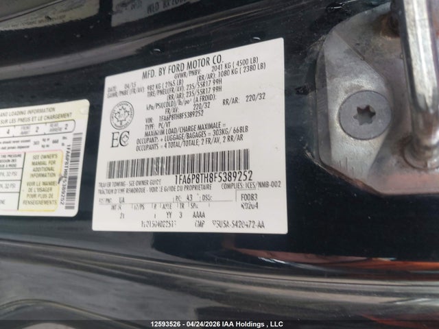 Ford Mustang Ecoboost 2015 1FA6P8TH8F5389252 Image 9