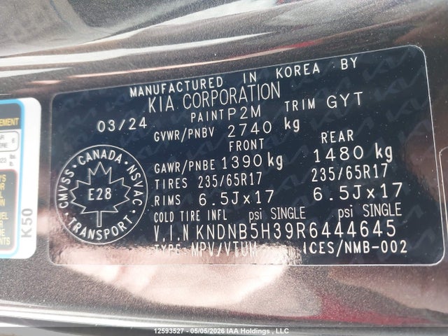 12593527 :رقم المزاد ، KNDNB5H39R6444645 vin ، 2024 Kia A3 مزاد بيع