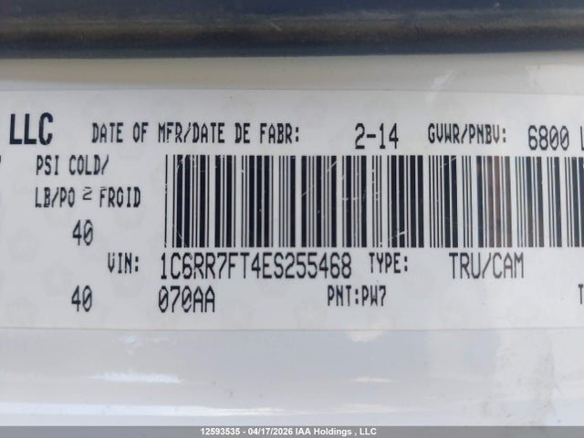 Aukcja sprzedaży 2014 Ram 1500 St, vin: 1C6RR7FT4ES255468, numer aukcji: 12593535