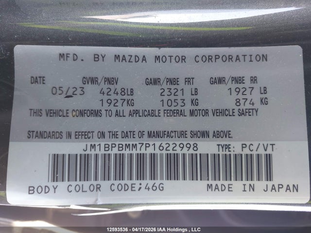 Продажа на аукционе авто 2023 Mazda Mazda3 Gt, vin: JM1BPBMM7P1622998, номер лота: 12593536