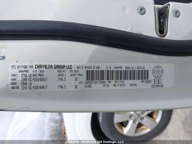 2010 Dodge Journey Sxt მანქანა იყიდება აუქციონზე, vin: 3D4PG5FV2AT153044, აუქციონის ნომერი: 12593558