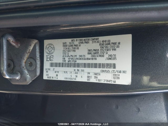 1FMCU9G93GUB41816 Ford ESCAPE SE
