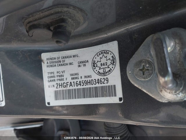 Продажа на аукционе авто 2009 Honda Civic, vin: 2HGFA16459H034629, номер лота: 12593576