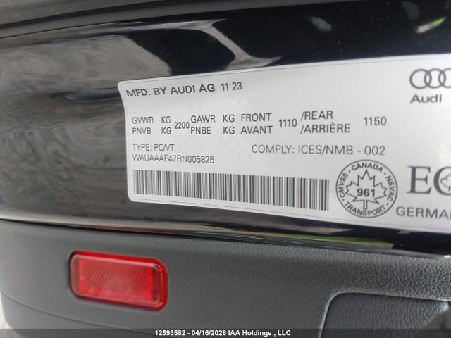 12593582 :رقم المزاد ، WAUAAAF47RN005825 vin ، 2024 Audi A4 Sedan مزاد بيع