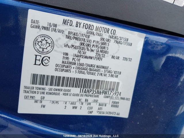 Продаж на аукціоні авто 2009 Ford Focus Se, vin: 1FAHP35N69W175924, номер лоту: 12593590