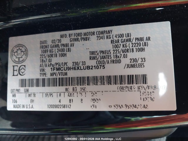Ford ESCAPE SEL 2020 1FMCU9H6XLUB21075 Image 19