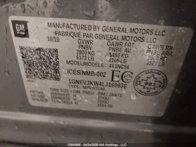 1GNEVJKW4LJ160936 Chevrolet Traverse Rs