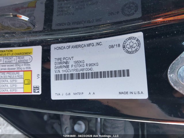 1HGCV1F50JA810040 Honda Accord Ex-l