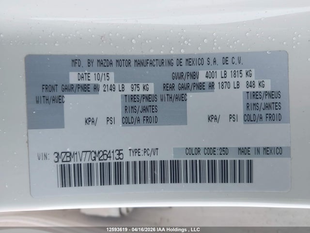 3MZBM1V77GM264135 Mazda Mazda3 Gs