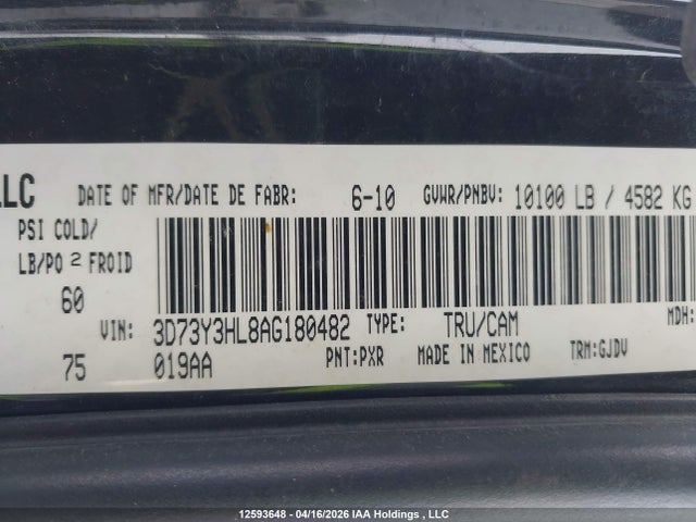 Aukcja sprzedaży 2010 Dodge Ram 3500 Laramie, vin: 3D73Y3HL8AG180482, numer aukcji: 12593648