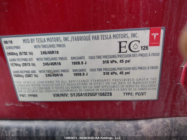 Tesla MODEL S 2016 5YJSA1E25GF156228 Image 22