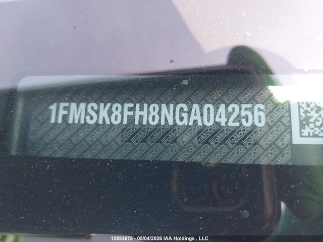 12593678 :رقم المزاد ، 1FMSK8FH8NGA04256 vin ، 2022 Ford Explorer Limited مزاد بيع