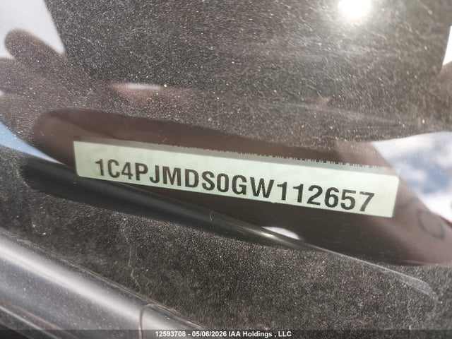 12593708 :رقم المزاد ، 1C4PJMDS0GW112657 vin ، 2016 Jeep Cherokee مزاد بيع