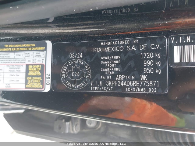 3KPF34AD6RE775871 KIA Forte Ex/ex+/ex Premium
