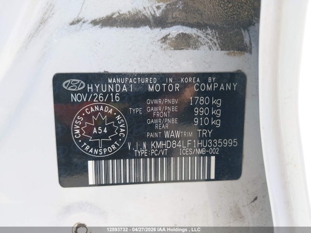 KMHD84LF1HU335995 Hyundai ELANTRA GL