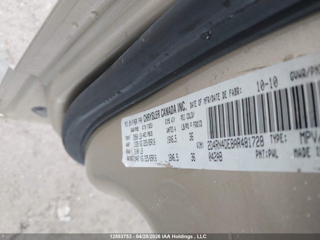 Продаж на аукціоні авто 2010 Dodge Grand Caravan Se, vin: 2D4RN4DE8AR481728, номер лоту: 12593753