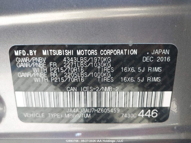 JA4AJ3AU7HZ605459 Mitsubishi RVR
