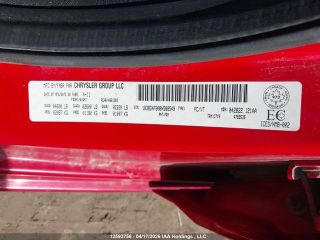 12593756 :رقم المزاد ، 1B3BD4FB0BN588549 vin ، 2011 Dodge Avenger Express مزاد بيع