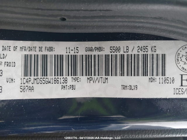 1C4PJMDS5GW186138 Jeep Cherokee