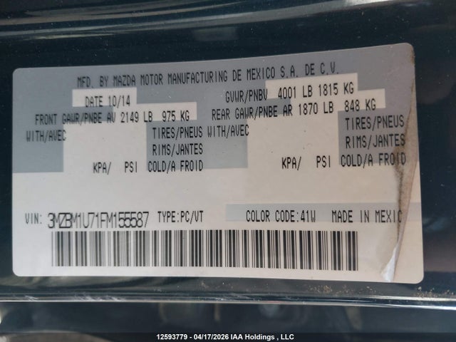3MZBM1U71FM155587 Mazda 3 SPORT